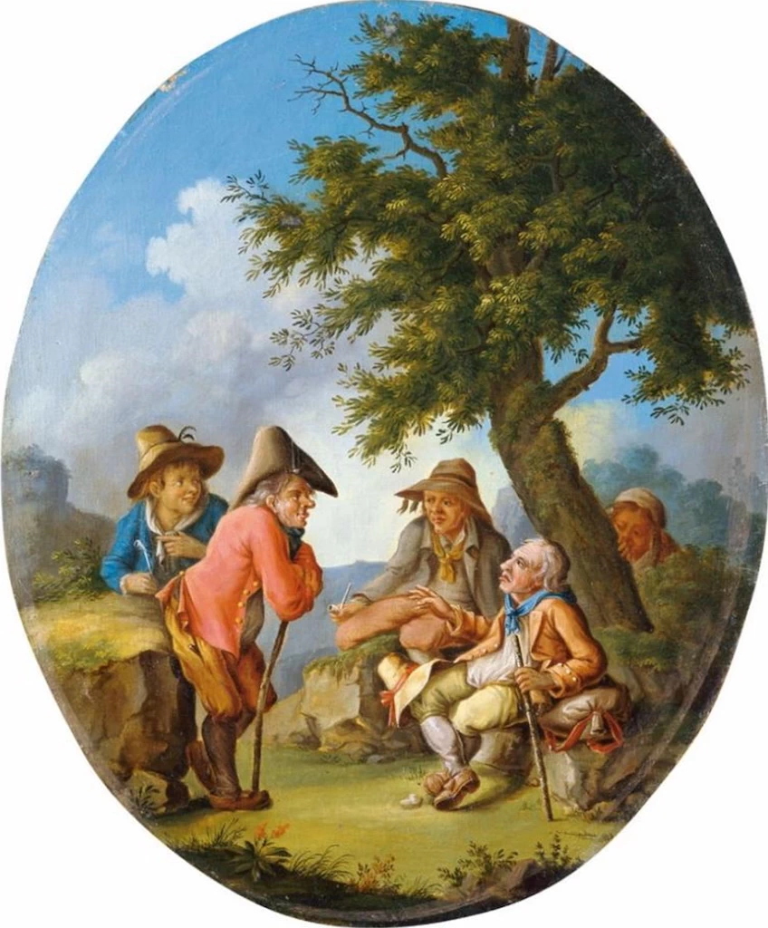  22-Figure burlesche in un paesaggio 